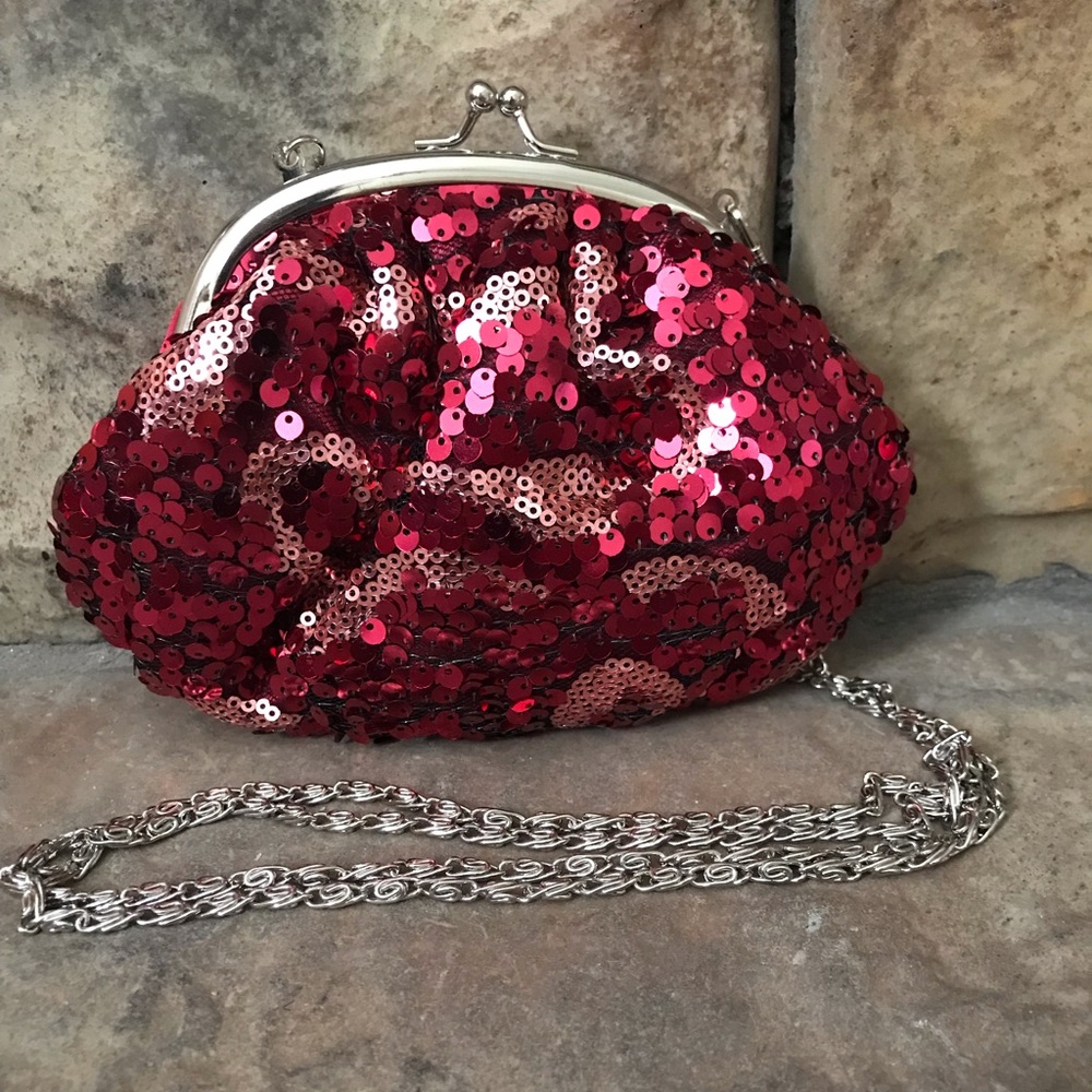 Red Sequin Evening Bag